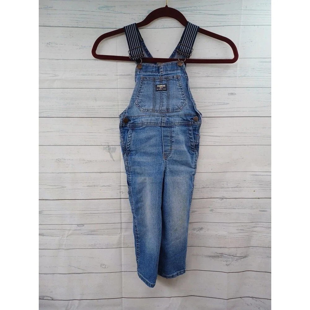 Oshkosh Bgosh Blue Denim Jean Overalls Sz 3T